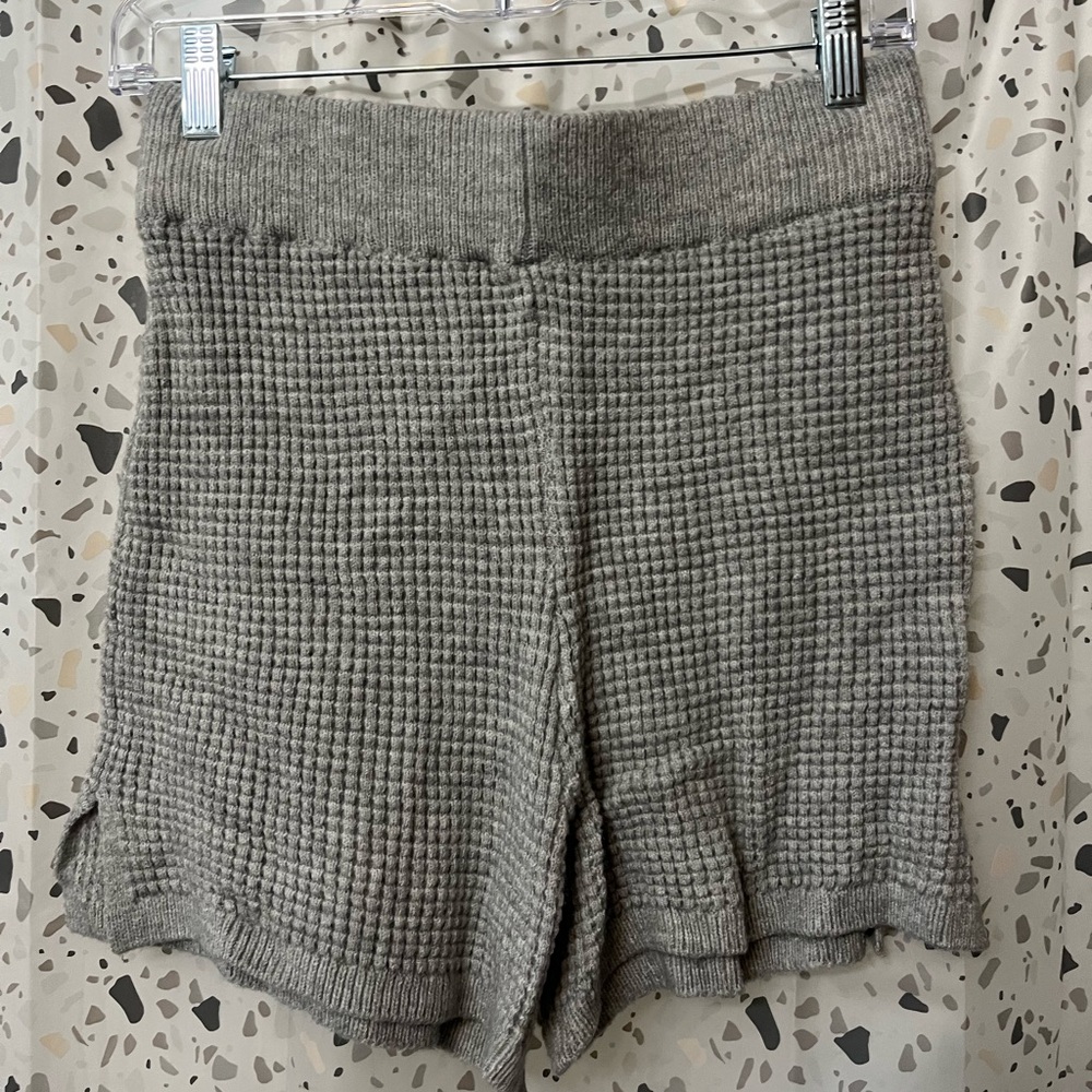 Gray Textured Knit Shorts